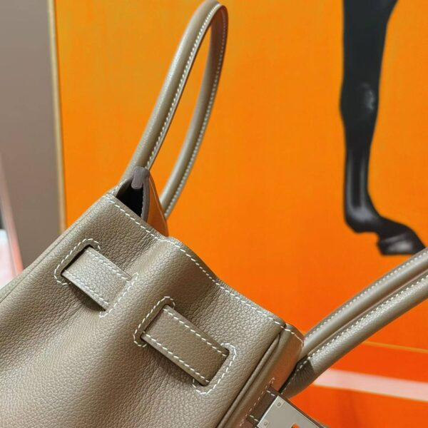 Joe Luxury Birkin Shoulder Evercolor Leather Etoupe Grey Silver Hardware 29cm Full Handmade