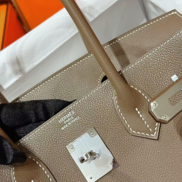 Joe Luxury Birkin Shoulder Evercolor Leather Etoupe Grey Silver Hardware 29cm Full Handmade