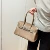 Joe Luxury Birkin Shoulder Evercolor Leather Etoupe Grey Silver Hardware 29cm Full Handmade