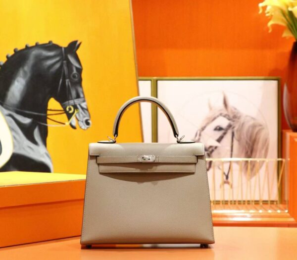 Joe Luxury Kelly Epsom Leather Light Khaki Silver Hardware 25cm Full Handmade Joe Luxury Kelly Epsom Leather Light Khaki Silver Hardware 25cm Full Handmade