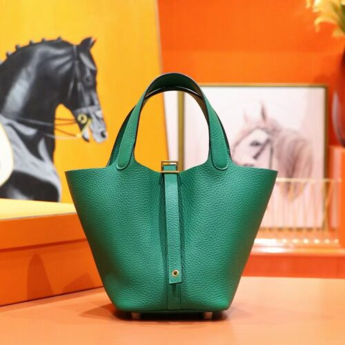 Joe Luxury Picotin Togo Leather Deep Green Gold Hardware 18cm Full Handmade