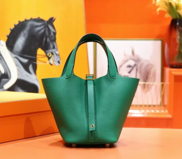 Joe Luxury Picotin Togo Leather Deep Green Gold Hardware 18cm Full Handmade