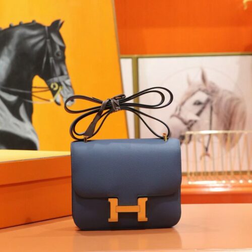 Joe Luxury Constance Epsom Leather Gem Blue Gold Hardware 18cm Full Handmade