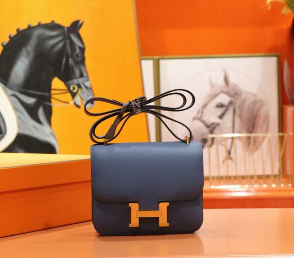 Joe Luxury Constance Epsom Leather Gem Blue Gold Hardware 18cm Full Handmade