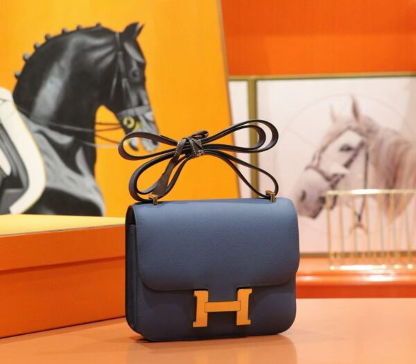 Joe Luxury Constance Epsom Leather Gem Blue Gold Hardware 18cm Full Handmade