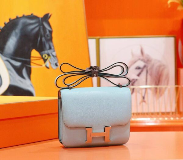 Joe Luxury Constance Epsom Sweet Light Blue Silver Hardware 18cm Full Handmade