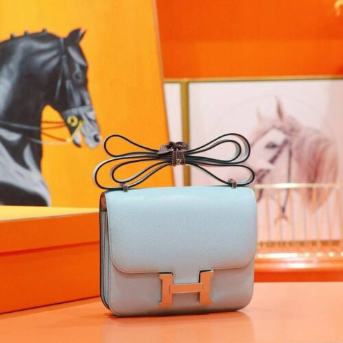 Joe Luxury Constance Epsom Sweet Light Blue Silver Hardware 18cm Full Handmade
