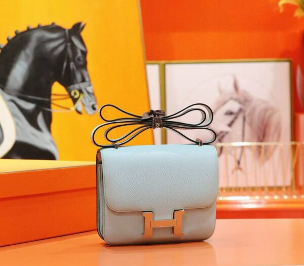 Joe Luxury Constance Epsom Sweet Light Blue Silver Hardware 18cm Full Handmade
