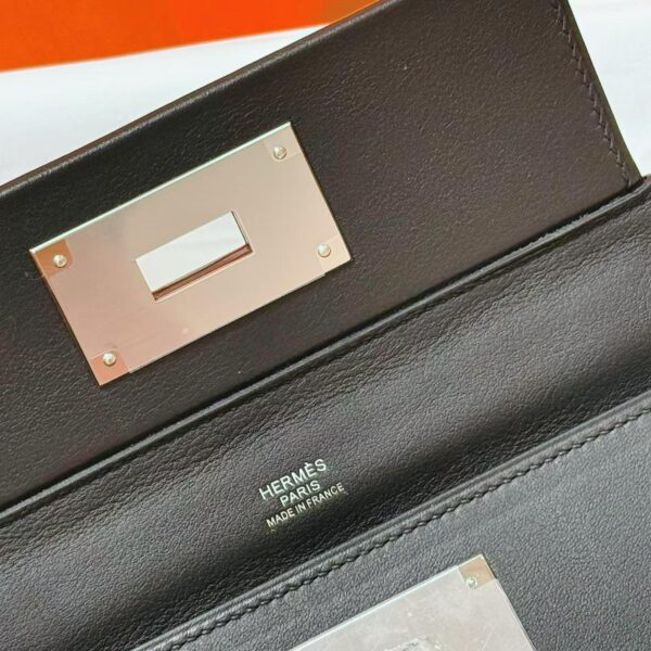 Joe Luxury Mini Kelly 2424 Swift Leather Black Silver Hardware 21cm Full Handmade