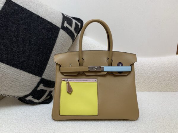 Birkin 30cm Colormatic silver buckle Swift 0M Chai top quality handmade