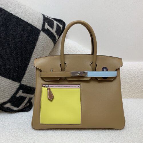 Birkin 30cm Colormatic silver buckle Swift 0M Chai top quality handmade