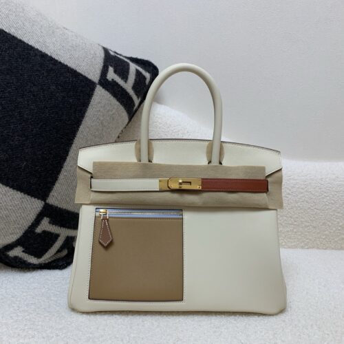 wsxc1757000177458_0 Birkin 30cm Colormatic Gold Buckle Swift i2 Nata 0M Chai 6C 9R X9 CK37 Golden T0 Top Quality Handmade