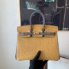 Full Handmade Top Quality Birkin 25CM CK37 8F Etain Gold Hardware Ostrich Leather