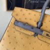 Full Handmade Top Quality Birkin 25CM CK37 8F Etain Gold Hardware Ostrich Leather