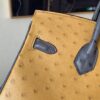 Full Handmade Top Quality Birkin 25CM CK37 8F Etain Gold Hardware Ostrich Leather