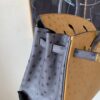 Full Handmade Top Quality Birkin 25CM CK37 8F Etain Gold Hardware Ostrich Leather