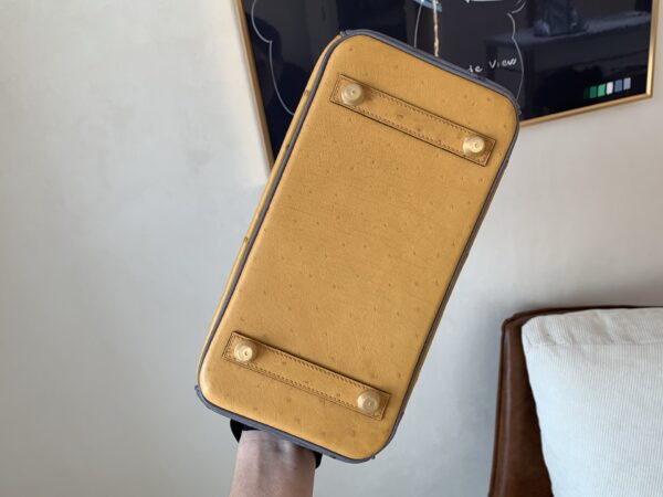 Full Handmade Top Quality Birkin 25CM CK37 8F Etain Gold Hardware Ostrich Leather
