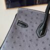 Full Handmade Birkin 25CM Ostrich Leather 8F Etain 89 Nior Silver Hardware