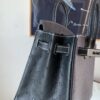 Full Handmade Birkin 25CM Ostrich Leather 8F Etain 89 Nior Silver Hardware