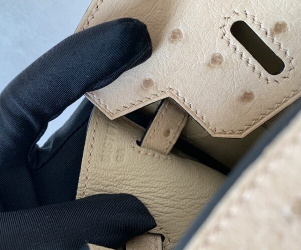 Full Handmade Birkin 25CM S2 Trench Gold Hardware Ostrich Leather