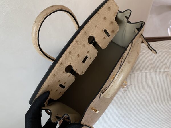 Full Handmade Birkin 25CM S2 Trench Gold Hardware Ostrich Leather