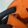 Birkin 25CM Full Handmade 93 Orange Ostrich Leather Silver Hardware