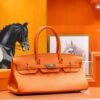 Joe Luxury Birkin Togo Leather Bright Orange Silver Hardware 42cm Full Handmade