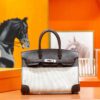 Joe Luxury Birkin Canvas & Swift Leather Ebony Color Silver Hardware 30cm Full Handmade
