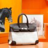 Joe Luxury Birkin Canvas & Swift Leather Ebony Color Silver Hardware 30cm Full Handmade