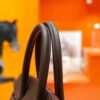 Joe Luxury Birkin Canvas & Swift Leather Ebony Color Silver Hardware 30cm Full Handmade