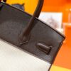Joe Luxury Birkin Canvas & Swift Leather Ebony Color Silver Hardware 30cm Full Handmade