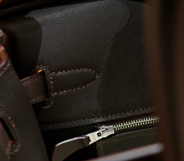 Joe Luxury Birkin Canvas & Swift Leather Ebony Color Silver Hardware 30cm Full Handmade