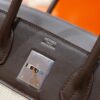 Joe Luxury Birkin Canvas & Swift Leather Ebony Color Silver Hardware 30cm Full Handmade