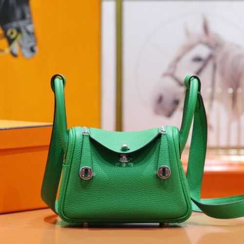 wsxc1764761724971_0 Joe Luxury Mini Lindy Togo Leather Fresh Green Silver Hardware 20cm Full Handmade