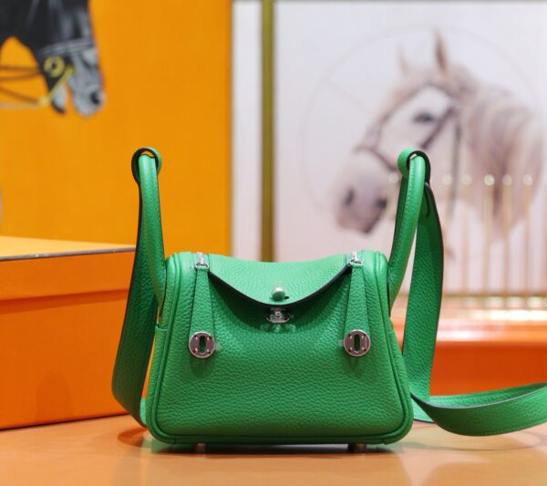 Joe Luxury Mini Lindy Togo Leather Fresh Green Silver Hardware 20cm Full Handmade