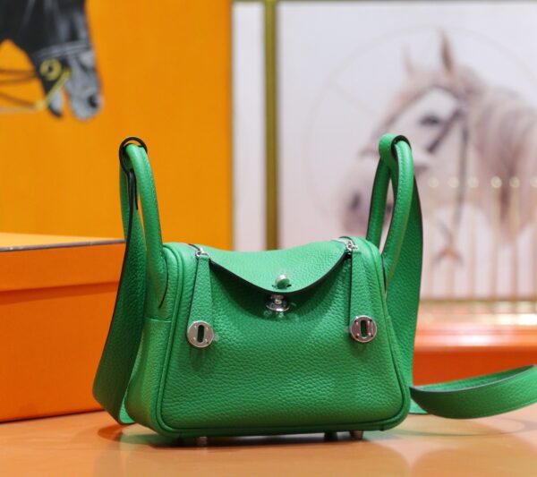 Joe Luxury Mini Lindy Togo Leather Fresh Green Silver Hardware 20cm Full Handmade