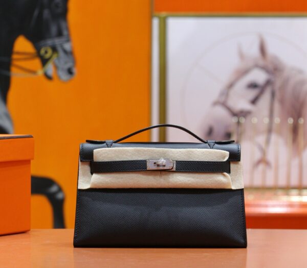 wsxc1764761835364_0-1 Joe Luxury Mini Kelly Pochette Epsom Leather CK89 Black Silver Hardware 22cm Full Handmade