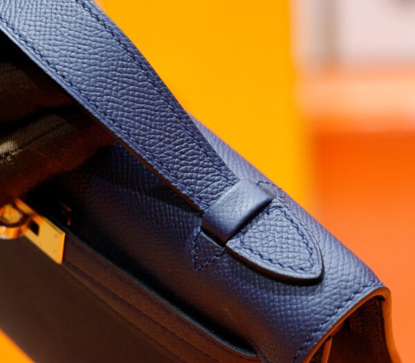 Joe Luxury Mini Kelly Pochette Epsom Leather Gem Blue Gold Hardware 22cm Full Handmade