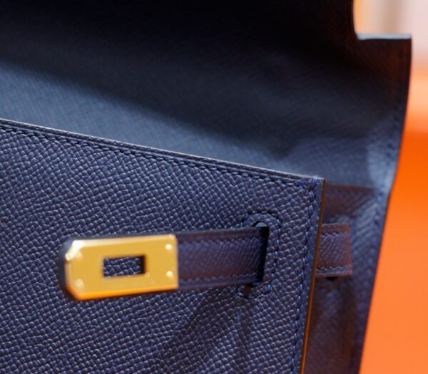 Joe Luxury Mini Kelly Pochette Epsom Leather Gem Blue Gold Hardware 22cm Full Handmade