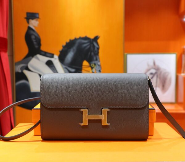 Joe Luxury Constance To Go Epsom Leather Deep Grey Gold Hardware 20cm Full Handmade