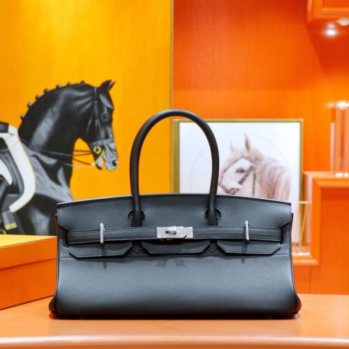 Joe Luxury Birkin Togo Leather CK89 Black Silver Hardware 42cm Full Handmade