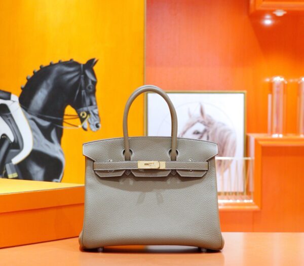 Joe Luxury Birkin Togo Leather Etoupe Grey Gold Hardware 30cm Full Handmade