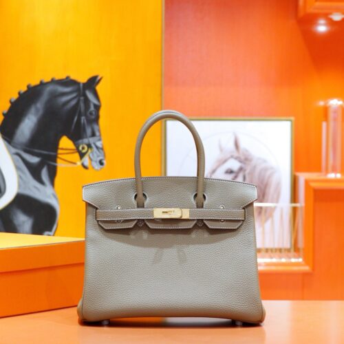 Joe Luxury Birkin Togo Leather Etoupe Grey Gold Hardware 30cm Full Handmade