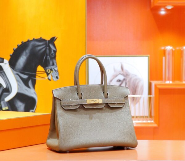 Joe Luxury Birkin Togo Leather Etoupe Grey Gold Hardware 30cm Full Handmade