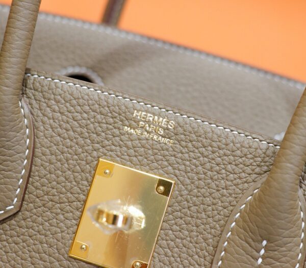 Joe Luxury Birkin Togo Leather Etoupe Grey Gold Hardware 30cm Full Handmade