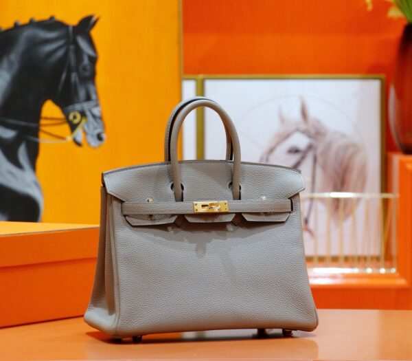 Joe Luxury Birkin Togo Leather Mocha Grey Gold Hardware 25cm Full Handmade