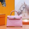 Joe Luxury Mini Kelly Epsom Leather Purple Pink Silver Hardware 19cm Full Handmade