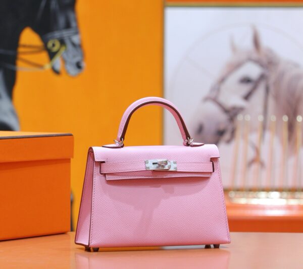Joe Luxury Mini Kelly Epsom Leather Purple Pink Silver Hardware 19cm Full Handmade
