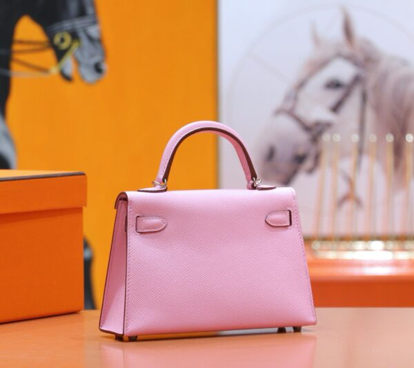 Joe Luxury Mini Kelly Epsom Leather Purple Pink Silver Hardware 19cm Full Handmade