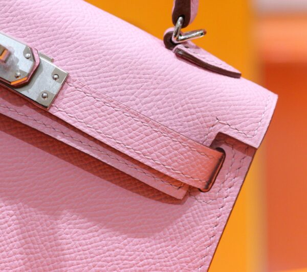 Joe Luxury Mini Kelly Epsom Leather Purple Pink Silver Hardware 19cm Full Handmade